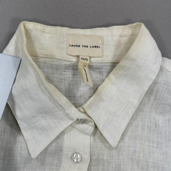 Laude‎ The Label Shirt Oversized Women's XS/S Ivory Ethical Linen Short Sleeve - Picture 7 of 7